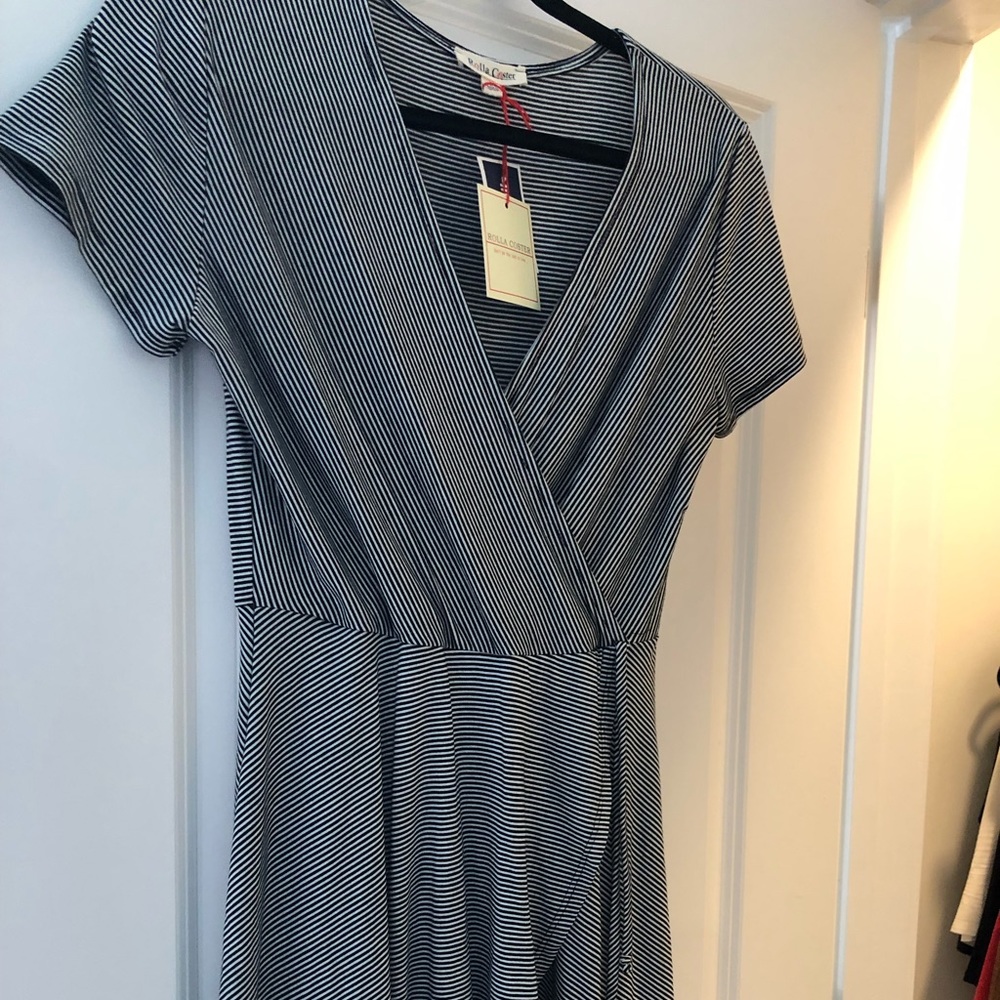 Juniors size large black and white stripe dress